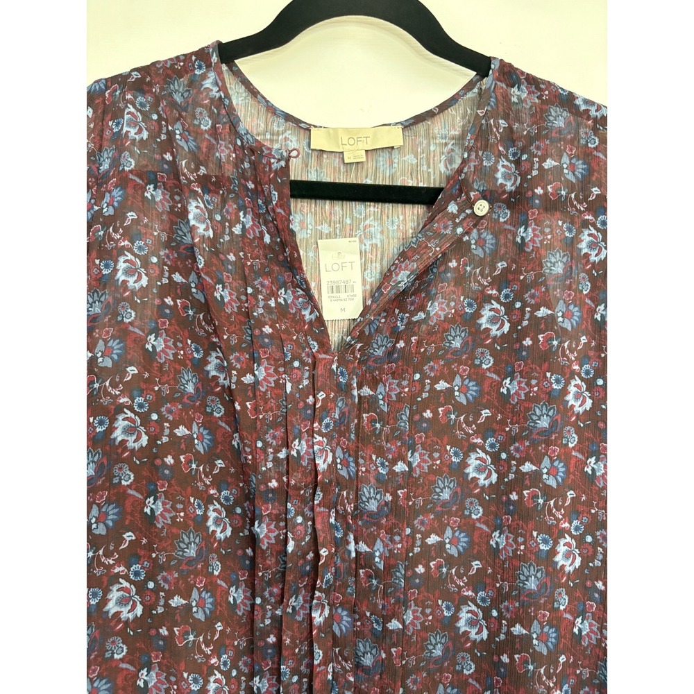 NWT LOFT Cottagecore M Floral Dress Long Sleeve Drop Waist Midi Women's - Picture 2 of 9